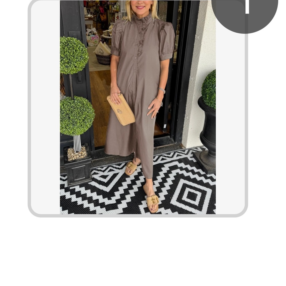 Elegant Brown Ruffle Dress